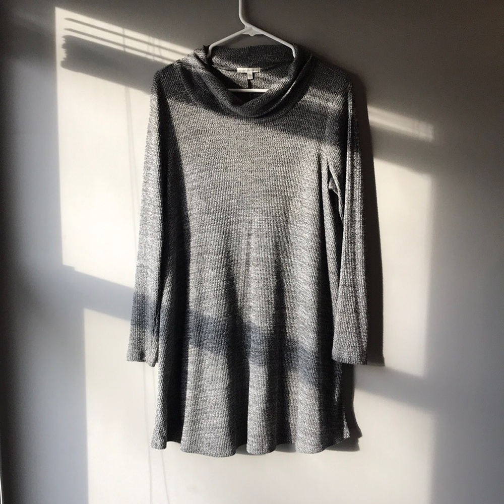 Cowl neck long sleeve grey dress